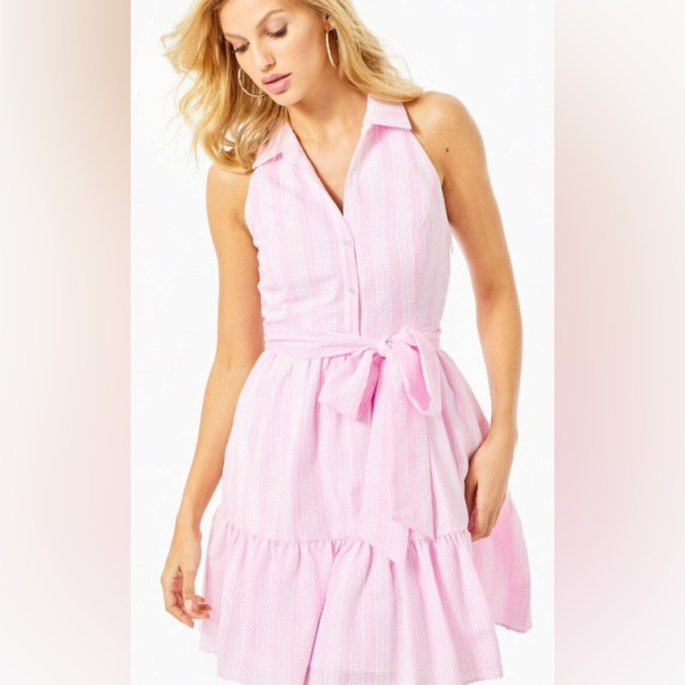 Lilly Pulitzer Trisha Shirtdress Mandevilla Baby Seersucker Size 0